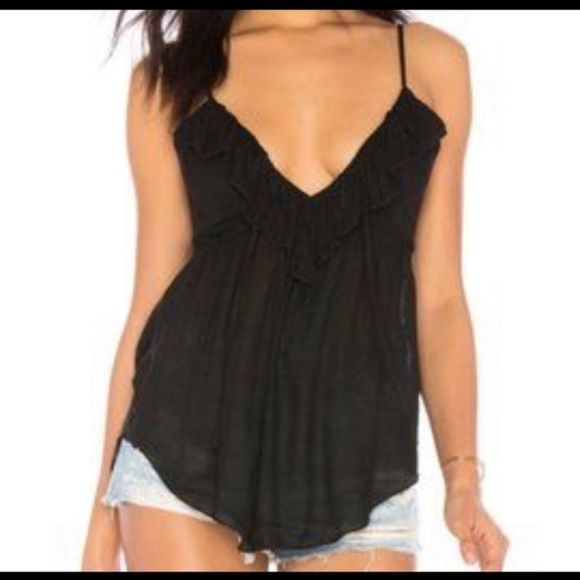 Chaser Black Ruffled Top with Smocking, size M, NWT - Picture 2 of 9